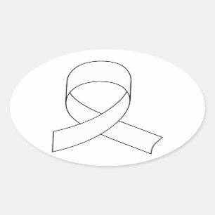 Adesivo Oval Desenho de Fita Branca