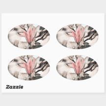 Desenho de um ramo de flor de magnólia rosa, forma