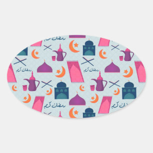 Adesivo Oval Desenho Islâmico Festivo do Ramadão