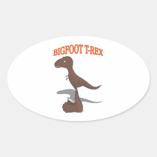 Adesivo Oval Desenho T-Rex de Pé Grande