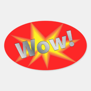 Adesivo Oval Desenhos animados wow