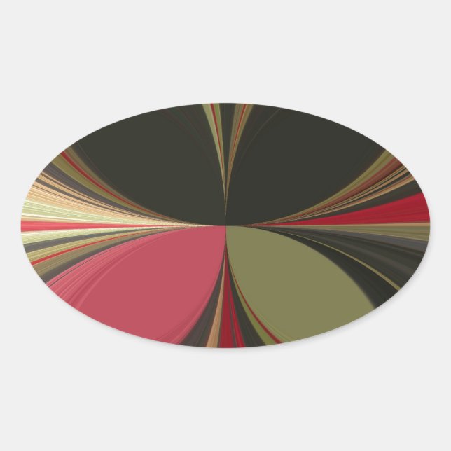 Adesivo Oval Design abstrato com Impressão de arte de linhas fl (Frente)