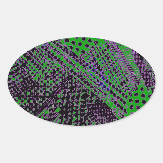 Adesivo Oval Design de arquitetura Purple Abstrato verde incrív (Frente)