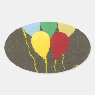 Adesivo Oval Design de Arte Gráfica dos Balões de Aniversário C