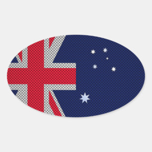 Adesivo Oval Design de bandeira da Austrália no Estilo de Crom