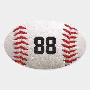 Adesivo Oval Design de jogador de beisebol com número de camisa