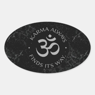 Adesivo Oval Design de Karma Om espiritual - Coleção de Mentidã