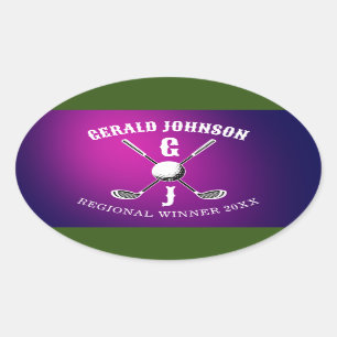 Adesivo Oval Design de monograma minimalista personalizado e el