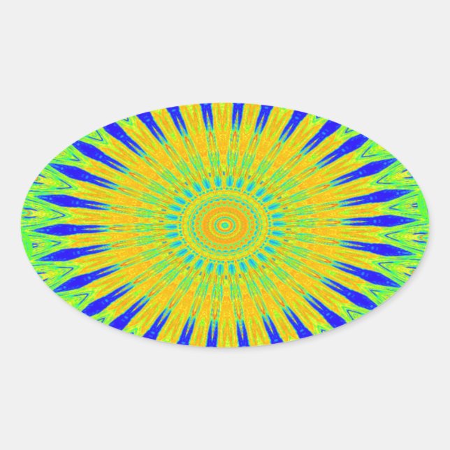 Adesivo Oval Design de Motif Africano em Impressão de Arte Verd (Frente)