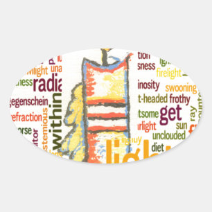 Adesivo Oval Design de Nuvem de Palavra Leve de Vela Brilhante