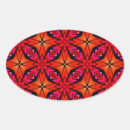 Adesivo Oval Design de Starburst Vermelho