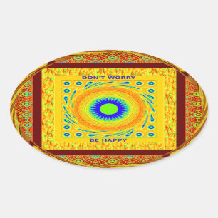 Adesivo Oval Design de Vetor de Cor Tradicional Africano Vermel