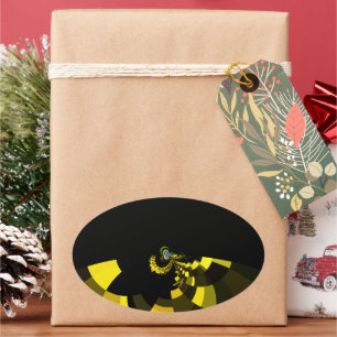 Adesivo Oval Design do Gráfico de Arte de Vetor Preto e Dourado