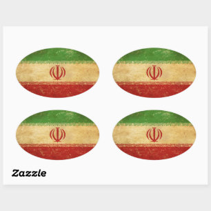 Adesivo Oval Design do Iran Flag Vintage