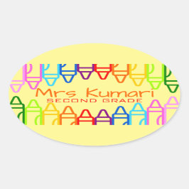 Adesivo Oval Design do Professor Personalizado Crayon