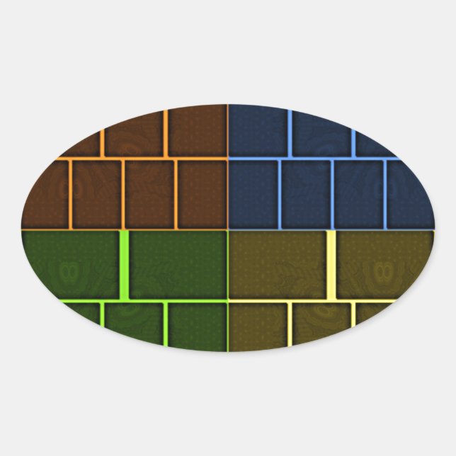 Adesivo Oval Design geométrica maravilhosa da cor do arco-íris (Frente)