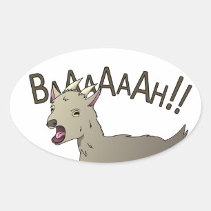Adesivo Oval Design gritando do macarronete do Doodle da cabra