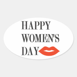 Adesivo Oval Design Happy Women Day Engraçado