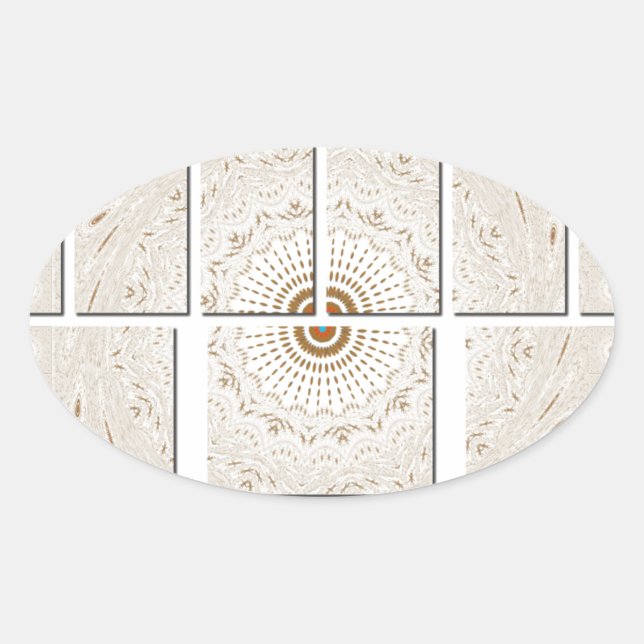 Adesivo Oval Design minúsculo neutro de bege geométrico (Frente)