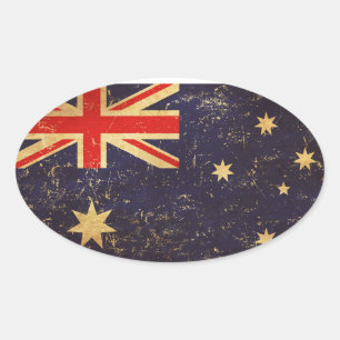 Adesivo Oval Design Vintage Bandeira Austrália