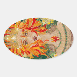 Adesivo Oval Deusa Irlandesa Eire Fiery Redhead Ginger Fire Que
