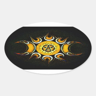 Adesivo Oval Deusa tripla coroada - obscuridade