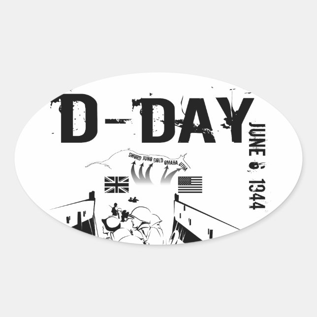 Adesivo Oval DIA-D 6 de junho de 1944 (Frente)