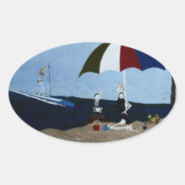 Adesivo Oval Dia da avó na praia