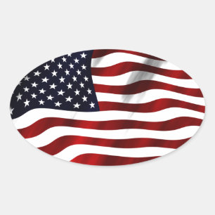 Adesivo Oval Dia da Independência Patriótica da Bandeira Amer
