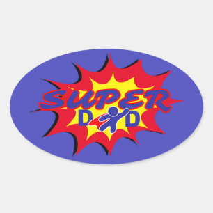 Adesivo Oval Dia de os pais de super-heróis