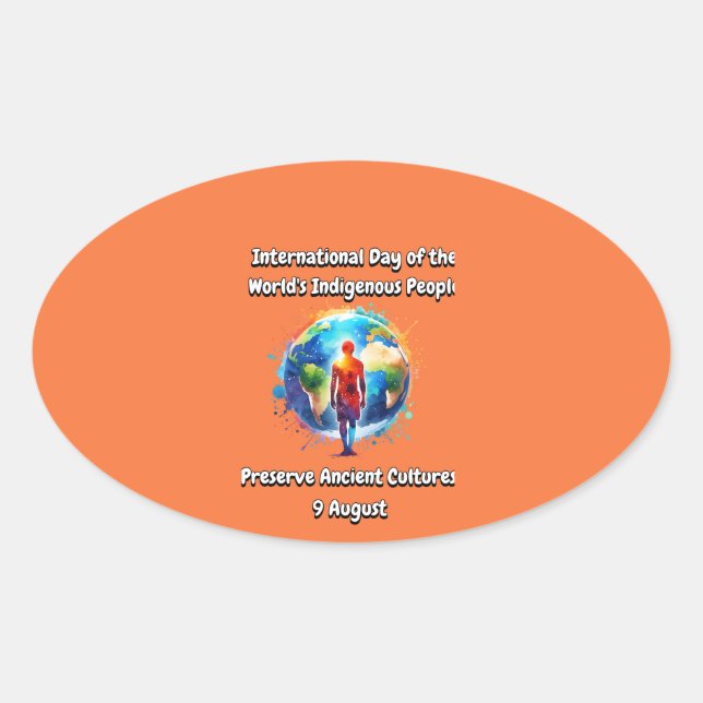 Adesivo Oval Dia Internacional das Pessoas Indígenas do Mundo (Frente)