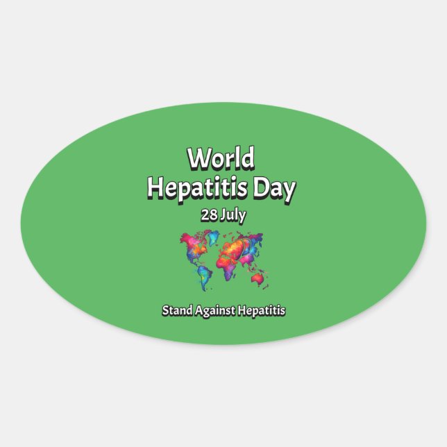 Adesivo Oval Dia Mundial da Hepatite. 28 de julho (Frente)