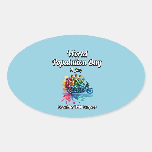 Adesivo Oval Dia Mundial da População. 11 de julho (Frente)