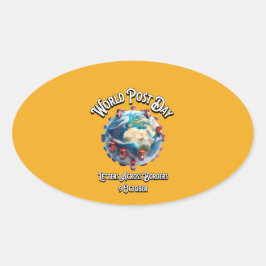 Adesivo Oval Dia Mundial Poste. Cartas Por Todas As Fronteiras.