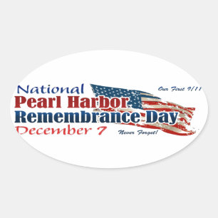 Adesivo Oval Dia nacional do Pearl Harbor