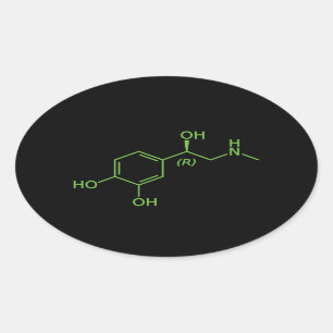 Adesivo Oval Diagrama Químico da Molécula de Adrenalina