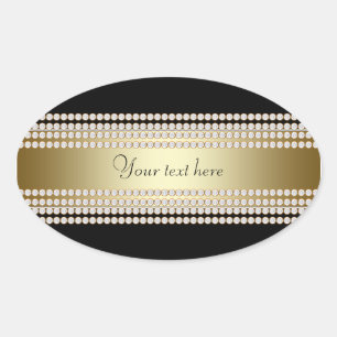 Adesivo Oval Diamante Dourado Preto
