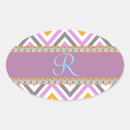 Adesivo Oval Diamante Laranja Roxo