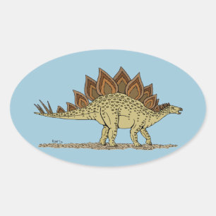 Adesivo Oval Dinossauro Jurássico Stegossauro
