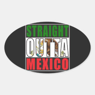 Adesivo Oval Direto da Bandeira do México