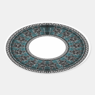 Adesivo Oval Disco grego retro