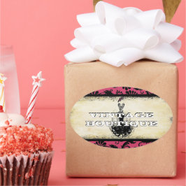 Adesivo Oval Diva Fashion Sticker Orange Retro Pontos