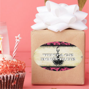 Adesivo Oval Diva Fashion Sticker Orange Retro Pontos