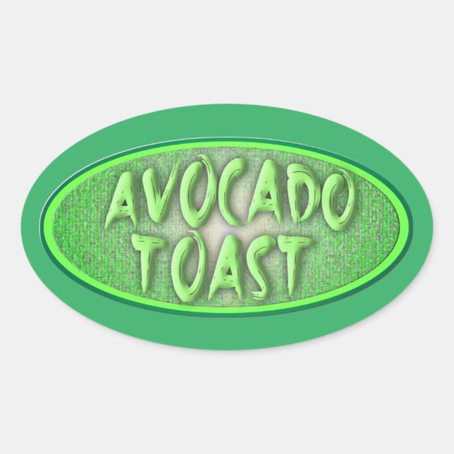 Adesivo Oval Diversão Avocado Toast Love Retro Decal (Frente)