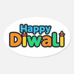 Adesivo Oval Diwali – O Festival Colorido de Luz e Alegria