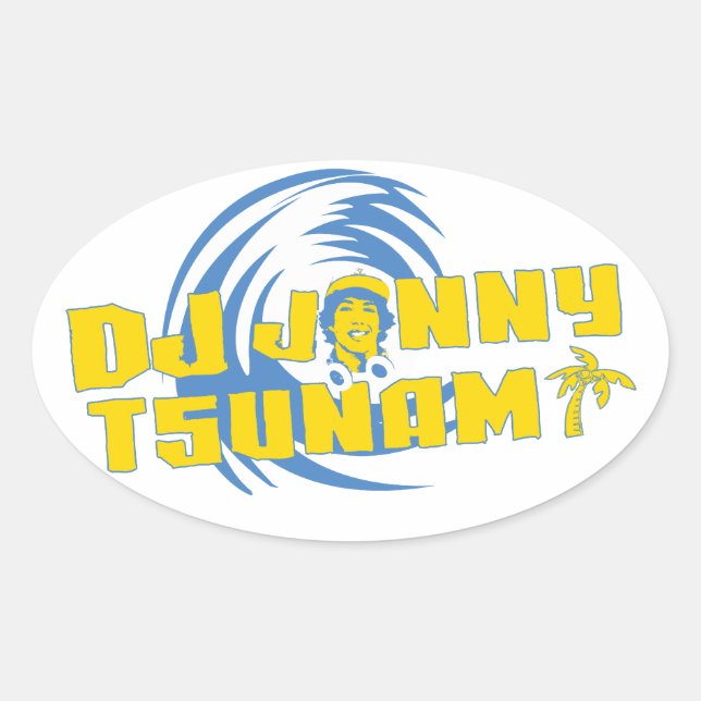 Adesivo Oval DJ Jonny Tsunami Sticker (Frente)