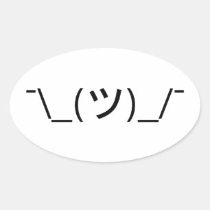 Adesivo Oval ¯ do Emoticon da encolho de ombros \ japonês