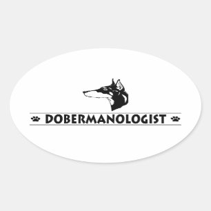 Adesivo Oval Doberman Pinscher Humorístico