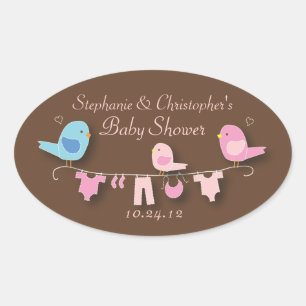 Adesivo Oval Doce Família Pink Baby Girl Chá Sticker