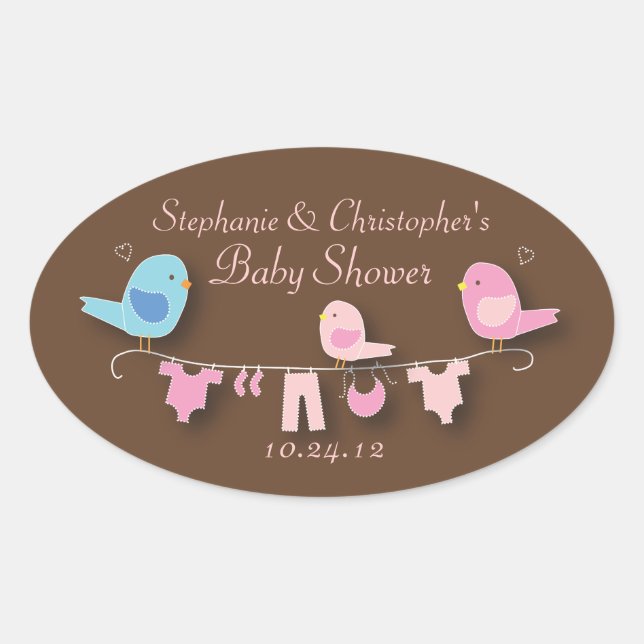 Adesivo Oval Doce Família Pink Baby Girl Chá Sticker (Frente)